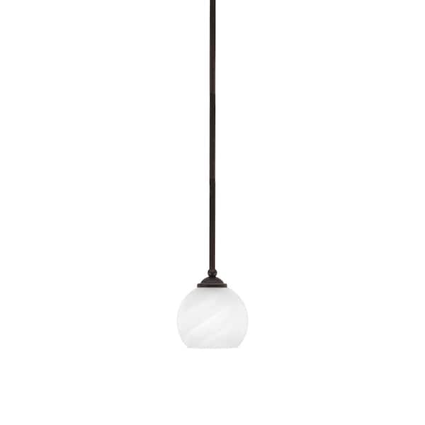 Unbranded Clevelend 100-Watt 1-Light Brown Pendant Mini Pendant Light with White Marble Glass Shade and Light Bulb Not Included
