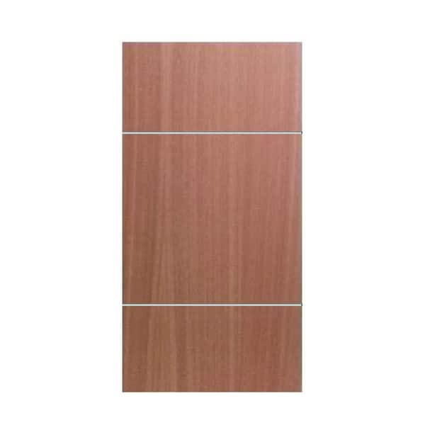 GREENWOOD 30 in. x 96 in. New Fashion 2 Horizontal Metal Strips Semi-Solid Core Wood Interior Door Slab