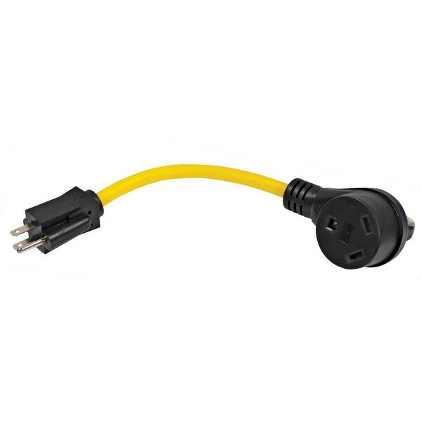 Quick Products 12 in. RV Adapter Cord 15 Amp Male to 30 Amp Female