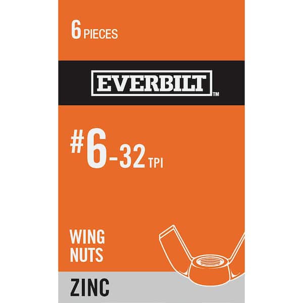 Everbilt #6-32 Zinc Plated Wing Nut (6-Pack)