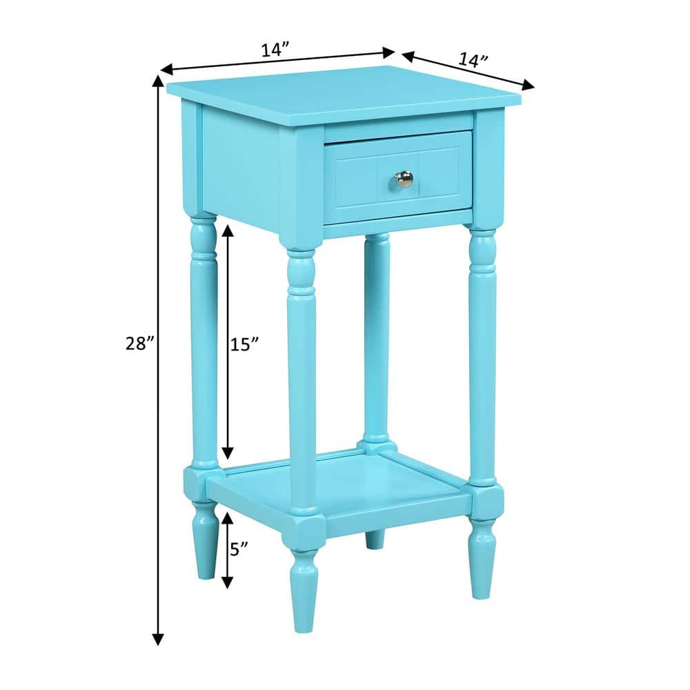 French Country Khloe Sea Foam Accent Table with Storage Shelf