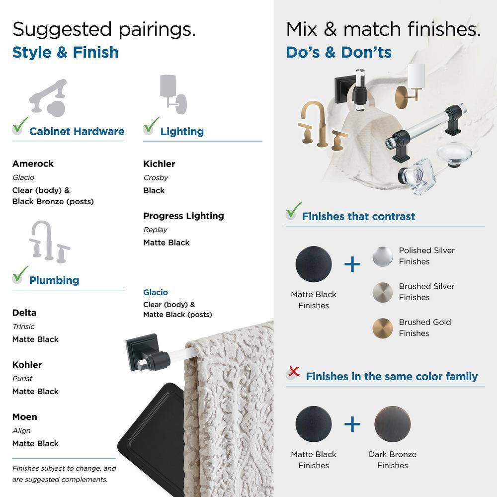 Clear and Matte Black Single Post Toilet Paper Holder