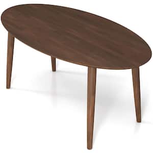 Rivol 67 in. Mid Century Modern Style Solid Wood Walnut Brown Frame and Top Oval Dining Table (Seats 6)