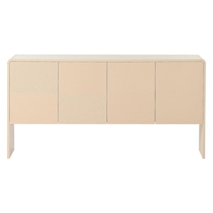 60.00 in. W x 15.70 in. D x 30.00 in. H Apricot Cream Beige Linen Cabinet Sideboard with 4 Doors and Rebound Device