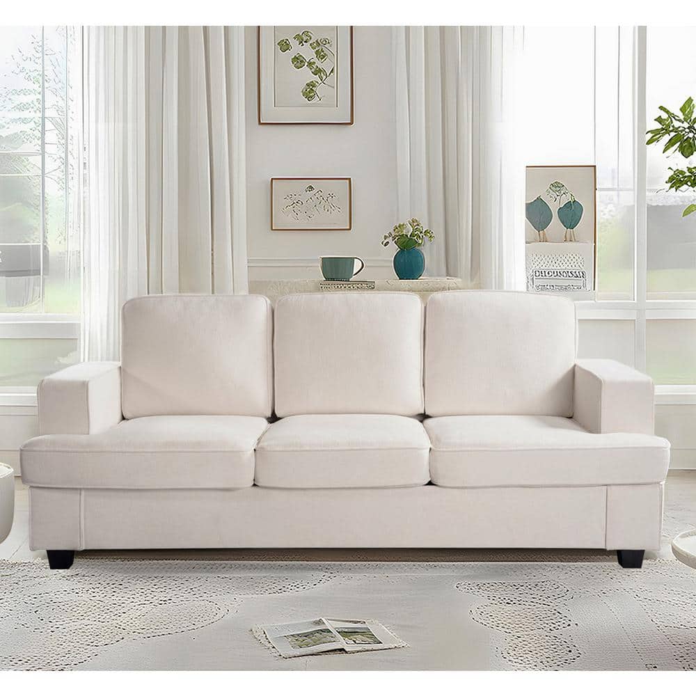 Beauti 84 in. Wide Square Arm Velvet Modern Rectangle Sofa in. Ivory price history on PriceWatchPro