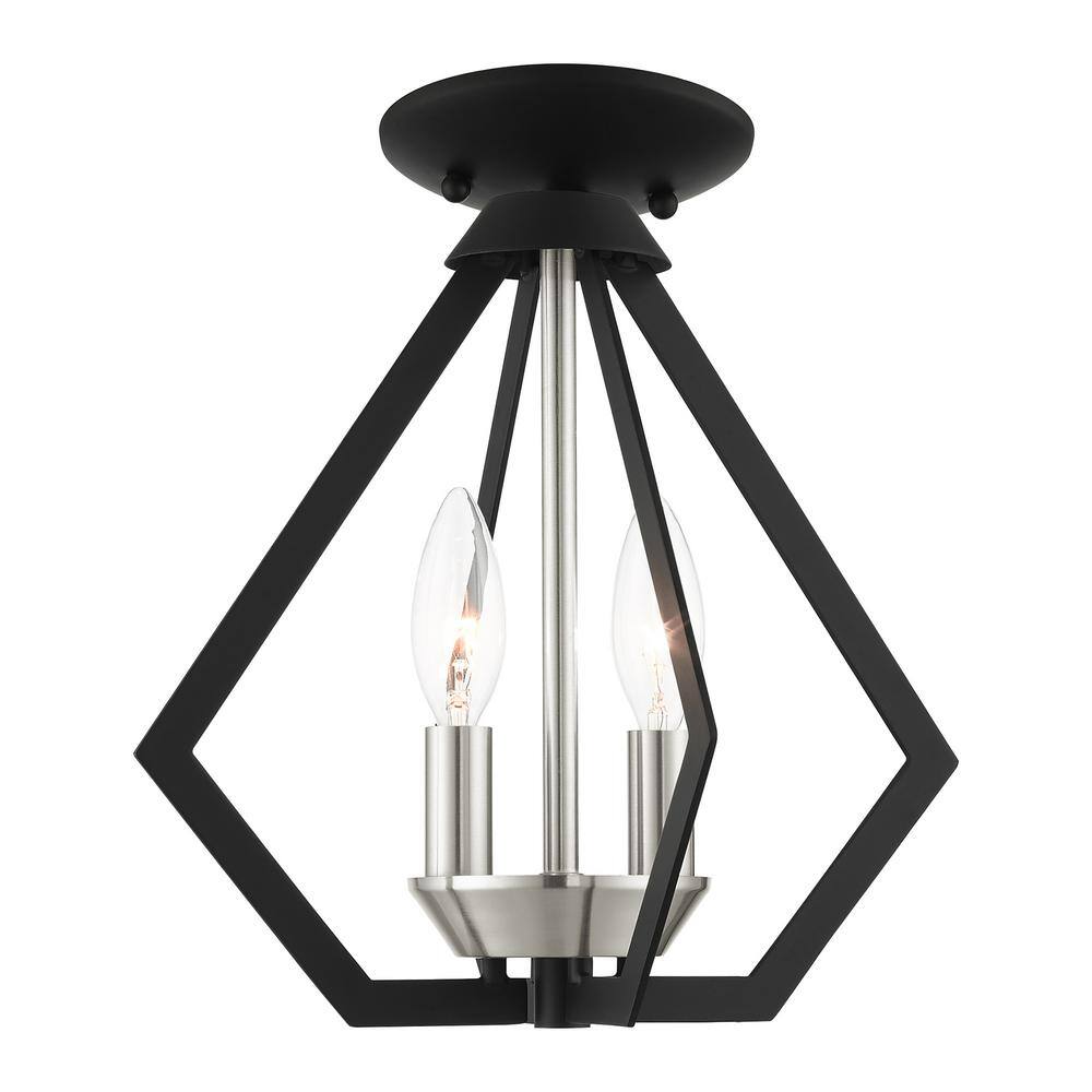 Mini Crystal LED 2-Light Indoor/Outdoor Pendant - Black & Brushed Nickel