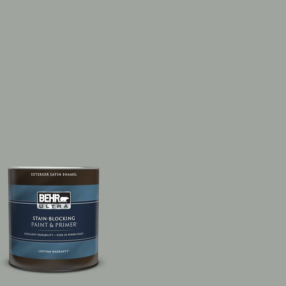 BEHR ULTRA 1 qt. 710F4 Sage Gray Satin Enamel Exterior Paint & Primer 985404 The Home Depot