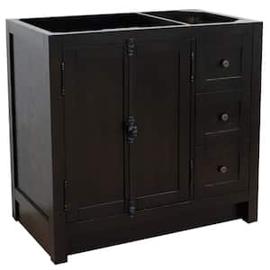Plantation 36 in. W x 21.5 in. D x 34.5 in. H Bath Vanity Cabinet Only in Brown Ash Left Cabinet Doors
