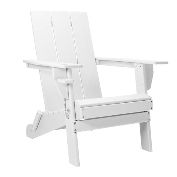 Resin TEAK Modern Folding HDPE Plastic Adirondack chair with Cup Holder