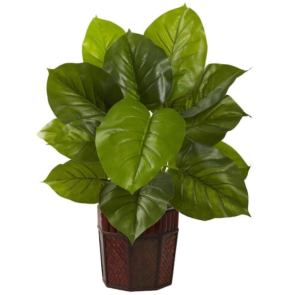 Nearly Natural Artificial Real Touch Large Leaf Philodendron with Decorative planter