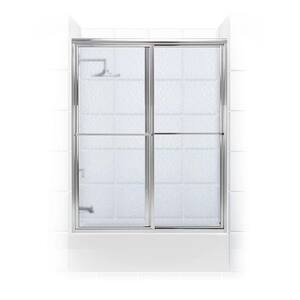 Newport 52 in. to 53.625 in. x 56 in. Framed Sliding Tub Door with Towel Bar in Chrome with Aquatex Glass