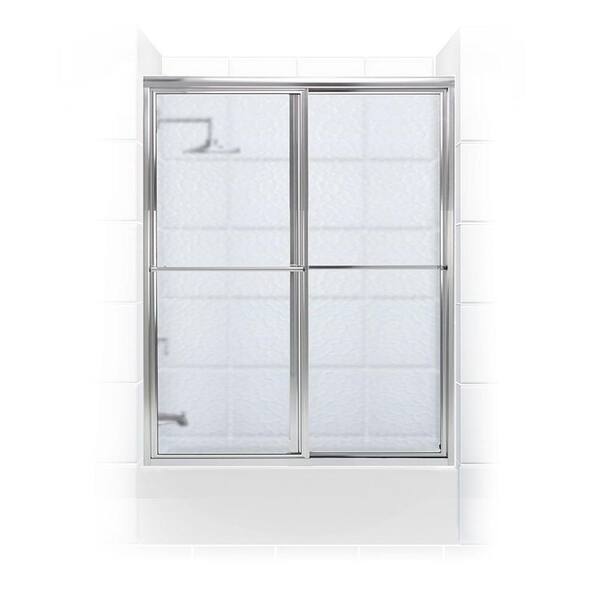 Coastal Shower Doors Newport Series 52 in. x 56 in. Framed Sliding Tub Door with Towel Bar in Chrome with Aquatex Glass