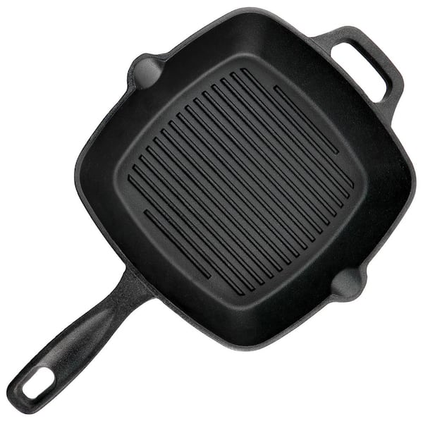 NEW Outset Black Cast Iron Non-Stick Oyster Grill Pan 12 Cavities Grill  76225