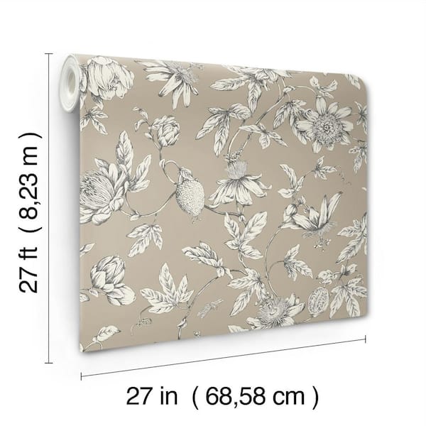 York Wallcoverings Passion Flower Toile Linen Wallpaper Roll