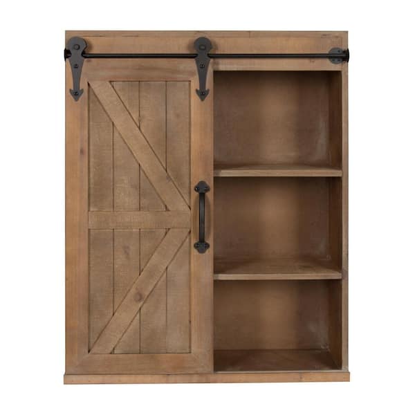 Kate and Laurel Cates 8 in. x 22 in. x 28 in. Rustic Brown Wood Decorative Cabinet Wall Shelf