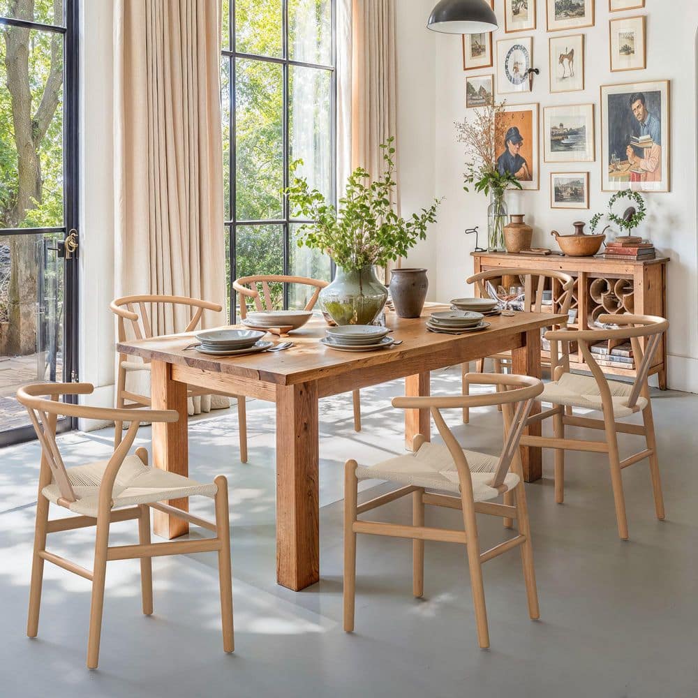 OrangeOne Gagner 20 in. Natural Color Wishbone Dining Chair Solid