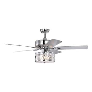 Heimdall 52 in. Indoor Chrome Crystal Ceiling Fan with Remote Control and Reversible Motor