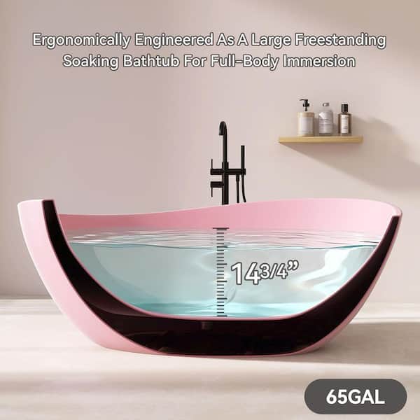 Zeafive 63 in. x 38 in. Acrylic Freestanding Soaking Bathtub