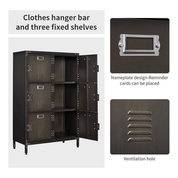 6-Shelf Metal Locker Storage Cabinet, 47.3 in. Employees Locker with  Shelves and 6 Lockable Doors for Home, School, Gym