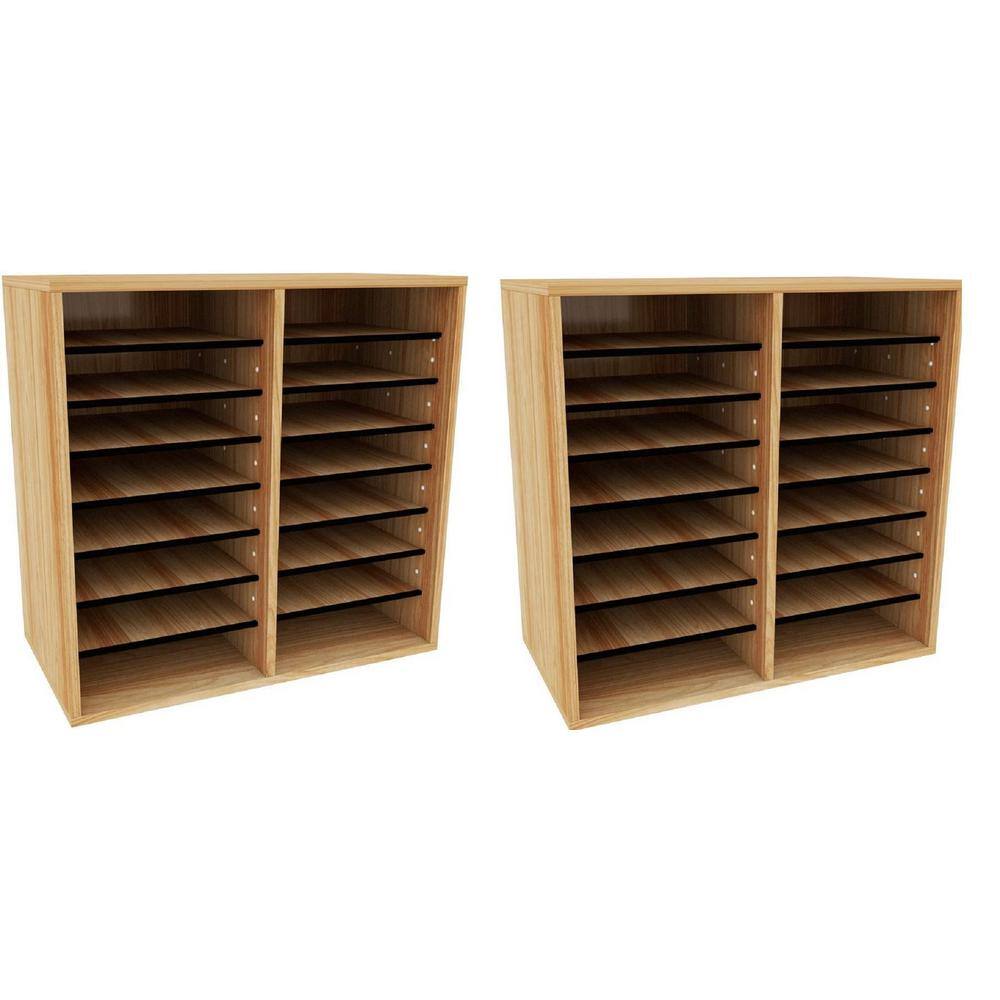 16-Compartment Wood Adjustable File Cabinet Literature Organizer, Medium Oa