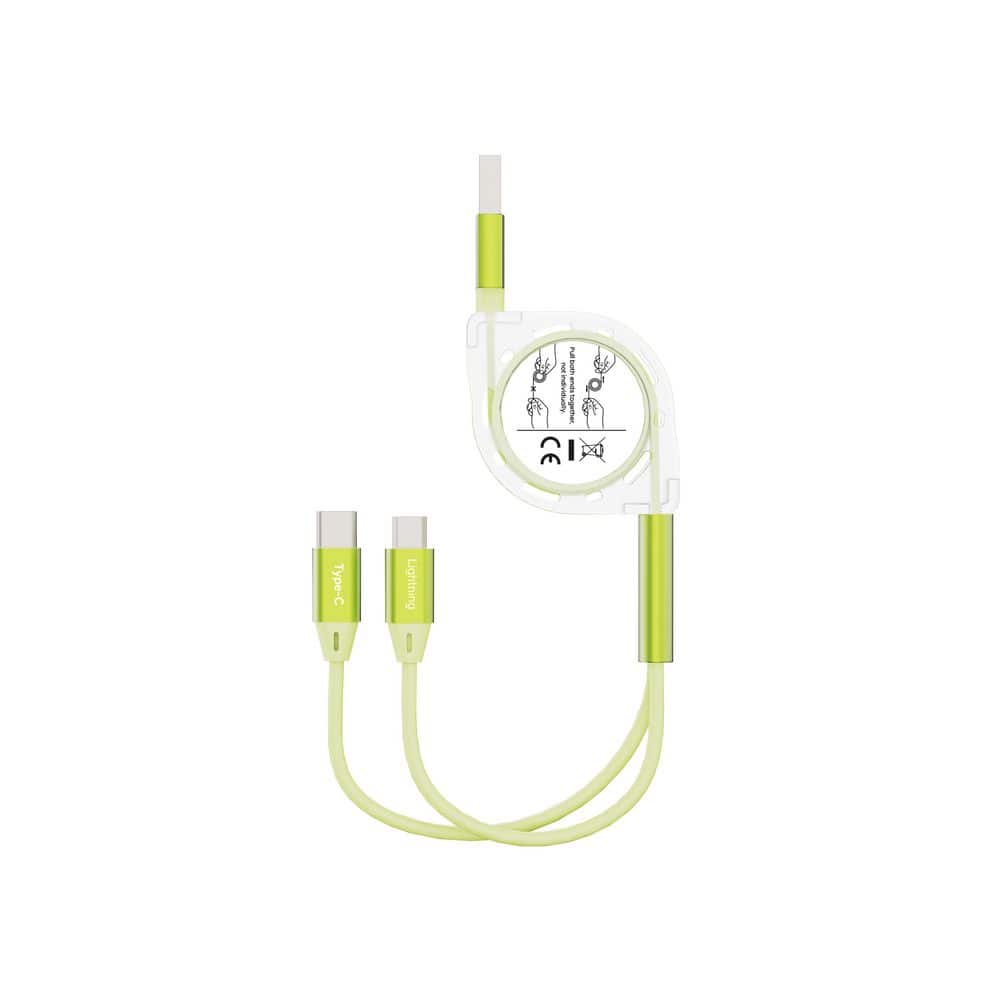 3.3ft 2-in-1 Retractable USB-A to Lightning & Type-C, Fast Charging & Data Syncing Cable-Green price history on PriceWatchPro