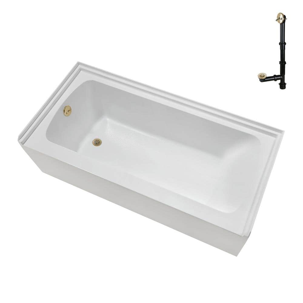 66 in. x 32 in. Soaking Acrylic Alcove Bathtub with Left Drain in Glossy White, External Drain in Polished Brass price history on PriceWatchPro