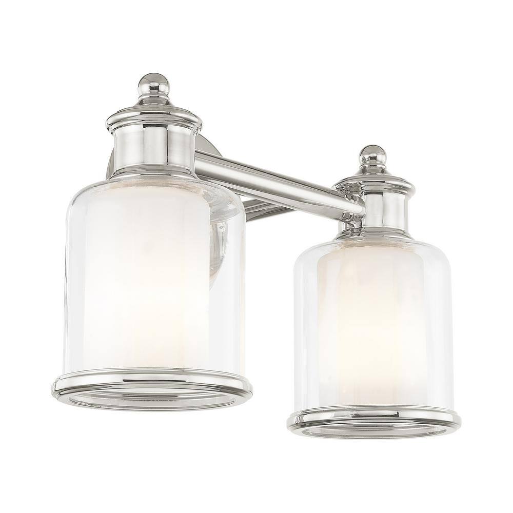 Polished Nickel 2-Light Vanity with Steel Frame