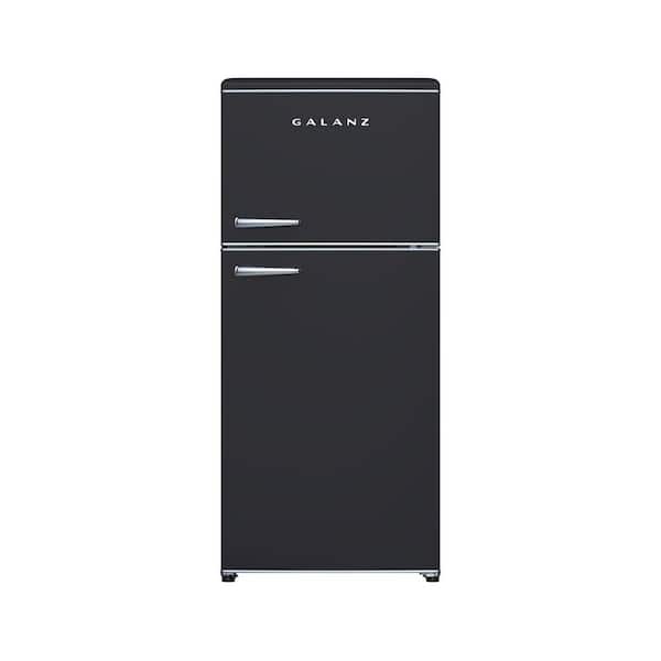 18 cu. ft. Retro Top Mount Freezer Refrigerator with Glass Shelves in Black