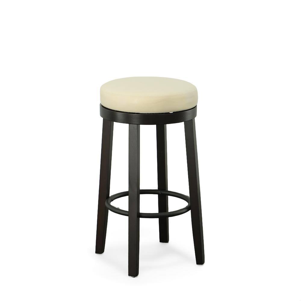 Carolina Classics Swivel Espresso Bar Stool with Cream Leatherette Seat