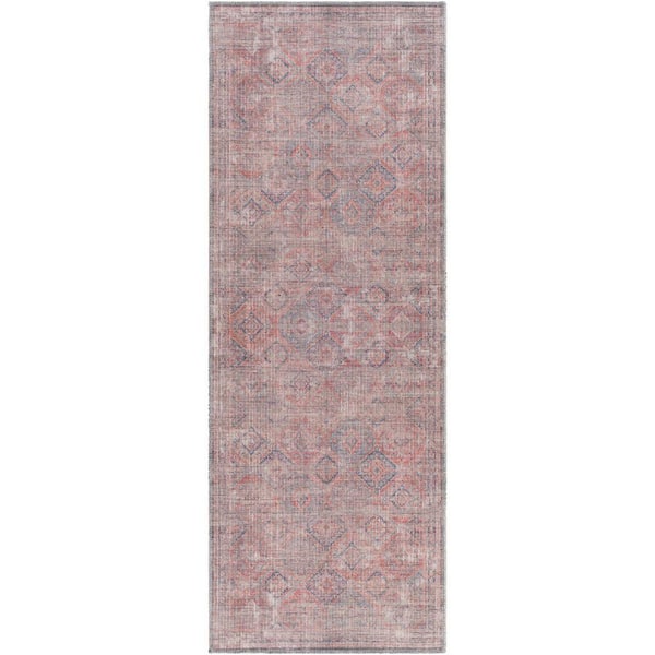 Livabliss Gatineau Red/Navy 3 ft. x 10 ft. Indoor Machine-Washable Area Rug