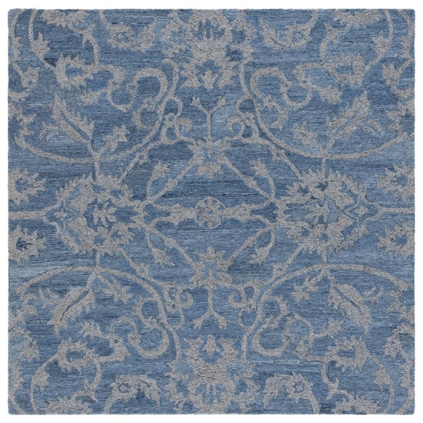 SAFAVIEH Anatolia 6 ft. x 6 ft. Blue/Gray Traditional Garden square Area Rug