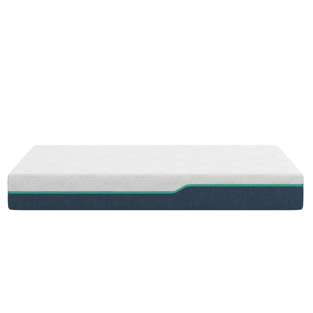Full White and Blue Gel Memory Foam Mattress with Cooling Air Flow
