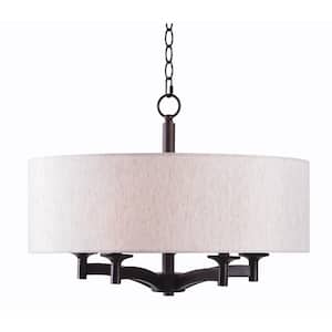 Rutherford 5-Light Bronze Pendant with Taupe Shade