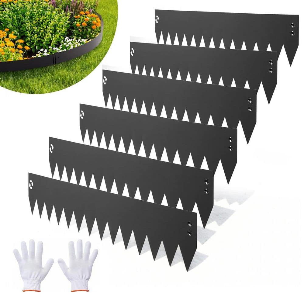 40 in. x 8 in. Bendable Steel Garden Edging Black Galvanized Metal 6-Piece Set price history on PriceWatchPro