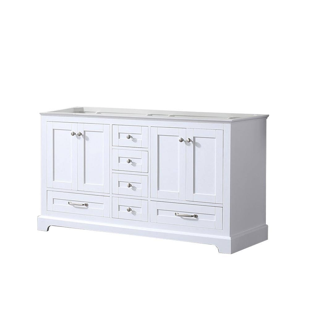 Dukes 60-Inch White Double Freestanding Vanity with Nickel Hardware