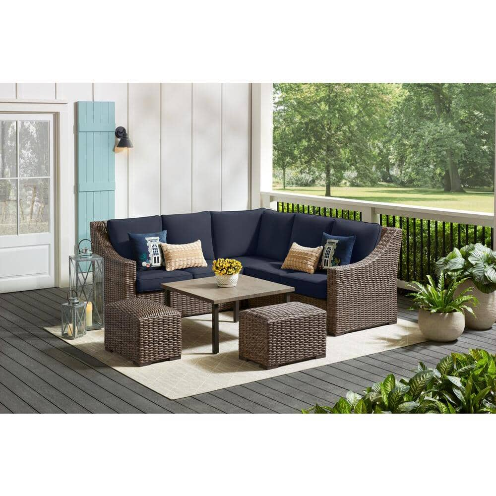 Jj international hampton wicker best sale patio sofa with ottoman