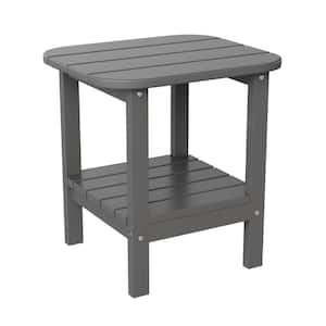 Gray Rectangle Faux Wood Resin Outdoor Side Table