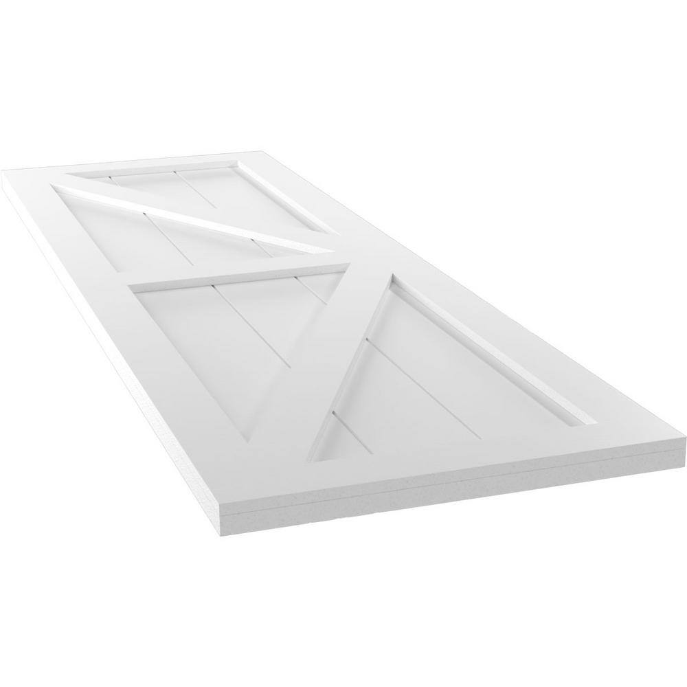 32" White PVC Farmhouse Board and Batten Shutters with Z-Bar