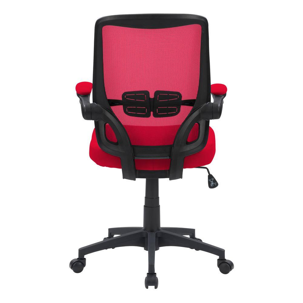 Curved Lumbar Support High-Back Mesh Office Chair in Red