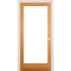 28 in. x 80 in. Left-Handed Full-Lite Clear Glass Unfinished Fir Wood Single Prehung Interior Door