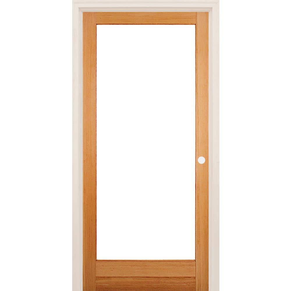 30 in. x 80 in. Left-Handed Full Lite Clear Glass Unfinished Fir Wood Single Prehung Interior Door price history on PriceWatchPro