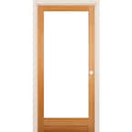 30 in. x 80 in. Left-Handed Full Lite Clear Glass Unfinished Fir Wood Single Prehung Interior Door
