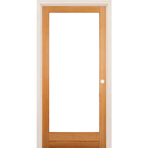 Builders Choice 30 in. x 80 in. Left-Handed Full Lite Clear Glass Unfinished Fir Wood Single Prehung Interior Door