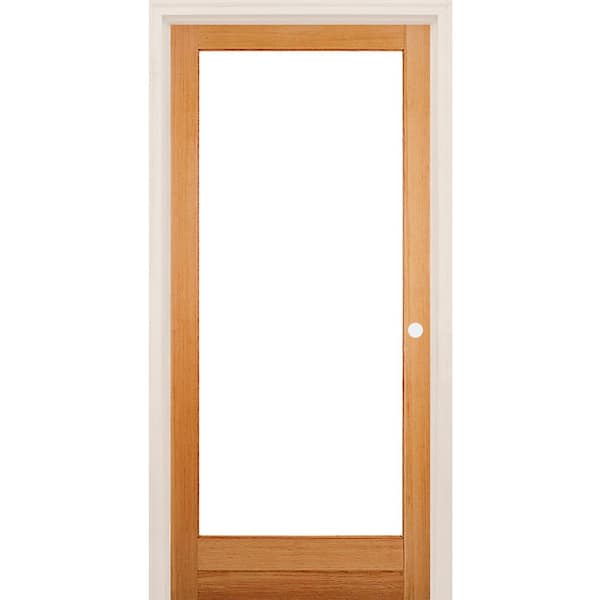 Builders Choice 32 in. x 80 in. Left-Handed 1 Lite Clear Glass Unfinished Fir Single Prehung Interior Door