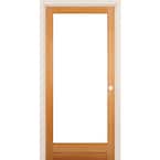 36 in. x 80 in. Left-Handed 1 Lite Clear Glass Unfinished Fir Single Prehung Interior Door