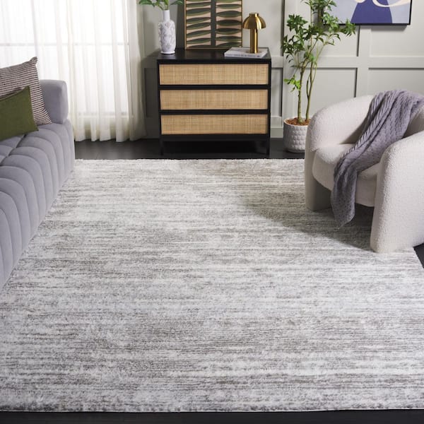 Tahoe Shag 8 ft. x 10 ft. Ivory/Gray Distressed Solid Area Rug