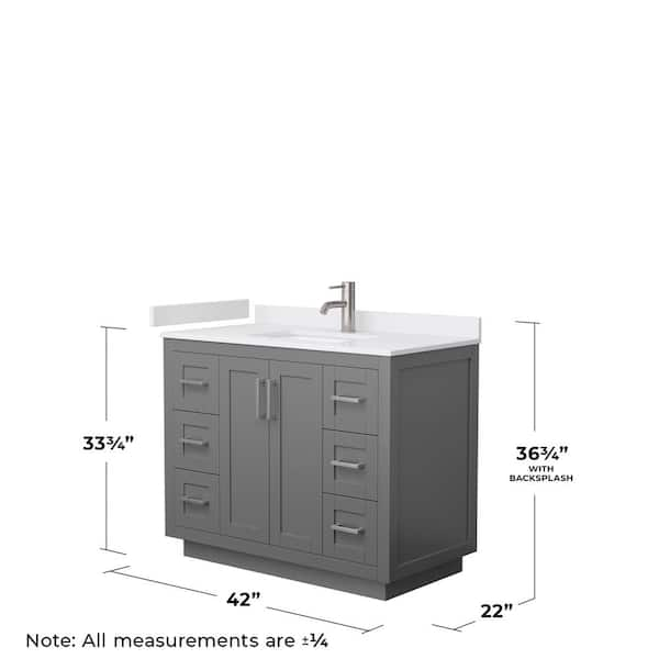 Miranda 42 in. W x 22 in. D x 33.75 in. H Single Sink Bath Vanity in Dark Gray with White Cultured Marble Top