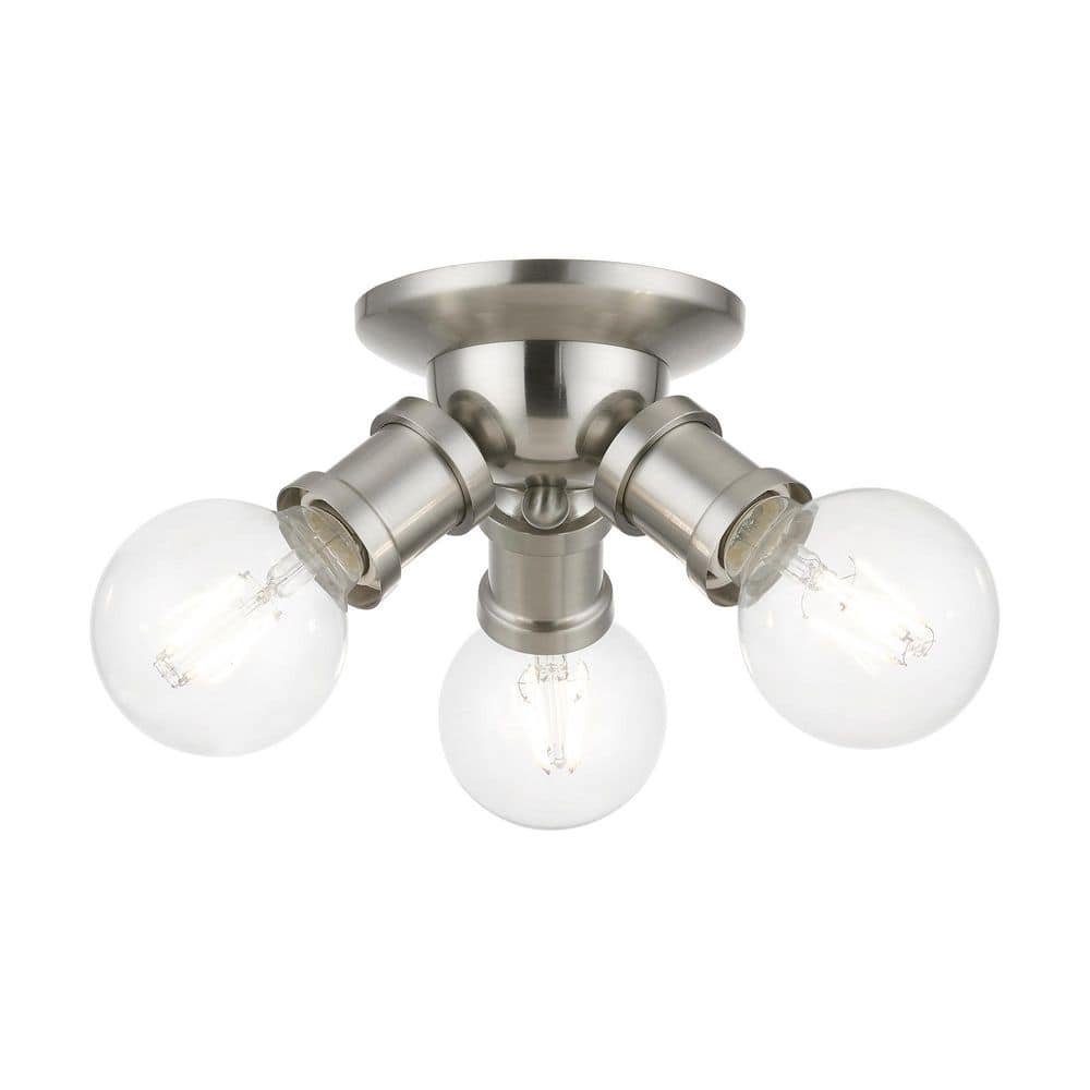 Beckford 7 in. 3-Light Brushed Nickel Flush Mount price history on PriceWatchPro