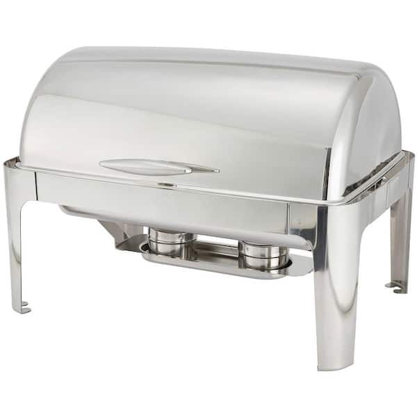 Winco Madison 8 qt. Stainless Steel Heavyweight Full-size Chafing Dish with Roll-top