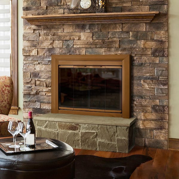 Clairmont Large Heritage Brass Glass Fireplace Doors